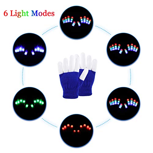 Jofan Light Up Gloves Led Gloves Rave Cool Toys Gifts For Kids Teens Boys Girls Christmas Stocking Stuffers Party Favors (Ages 10-16, Blue) #TOP1