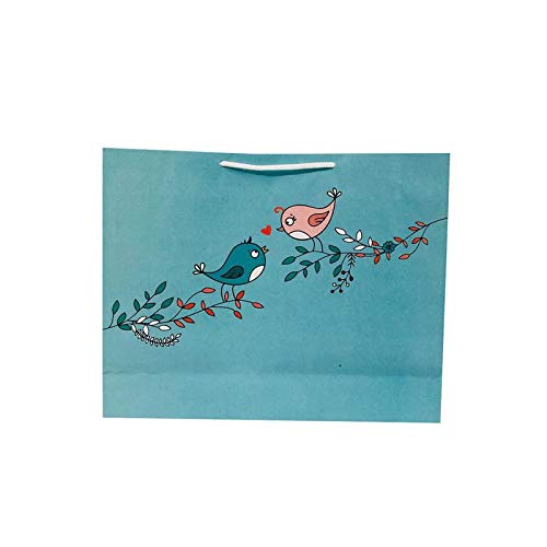 Flute Cubes Presents Beautiful Twin Birds Printed Blue Color Gift Paper Bag, Size- 15 inch x 12 inch x 4 inch, Pack of 10 (B081GNLPDP) Amazon Price History, Amazon Price Tracker