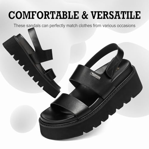 Platform Sandals Women with Back Strap, Open Toe Chunky Sandals with Arch Support, Cute Beach Slides for Casual Outdoor Wear2