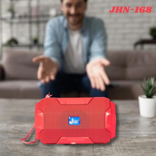 Image of Portable Wireless Bluetooth Speaker 5W with Built-in Torch, Deep Bass Stereo Sound, Long Battery Life, AUX Input, Rugged Water Resistant Design for Outdoor & Indoor (Red)