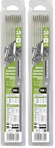 GYS, Métal d'Apport MMA, 14 Baguettes/Électrodes de Soudage Enrobées Rutilo-Basique E308L Ø 2,0 mm x 300 mm, Blister, Pour Soudage Inox Toutes Positions...
