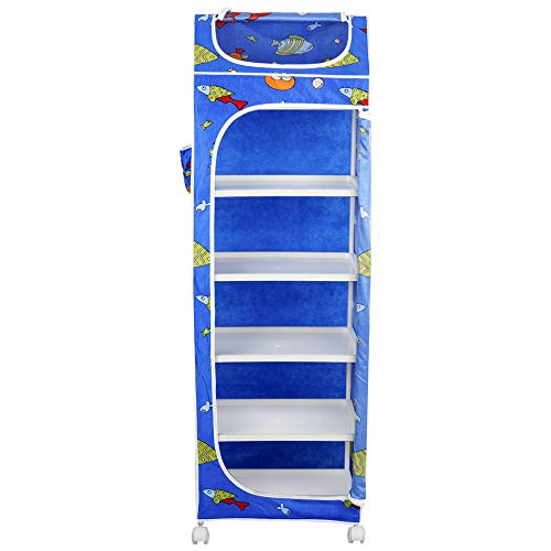 Image of Little One's | 6 Plastic Shelves Foldable Baby Storage Box (Made in India), ISI Certified, Unbreakable Material, (Steel Structure)| Aquatic Blue | H6 /FB