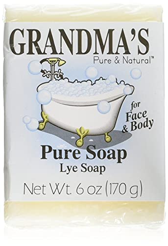 Grandma's Pure Lye Soap Bar - 6.0 Oz Unscented Face & Body Wash Cleans With No Detergens, Dyes & Fragrances - 60018 (4 Pack) #TOP6