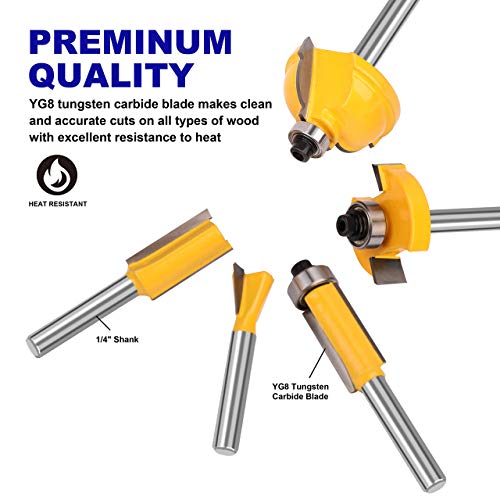 Platinumedge Router Bits Set, Tungsten Carbide Router Bits Set 1/4 Shank, Router Bit Kit For Diy, Woodworking Project, 35 Piece Set With Premium Aluminum Carry Storage Case #TOP3