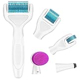 Rodillo Agujas, Nivlan 6 en 1 Derma Roller Rodillo de Micro Agujas Dermaroller para Cuidado de la Piel, Anti-Edad, Antiarrugas, Eliminación de Cicatrices Acne, Poro Contractivo, 0.25mm, Azul