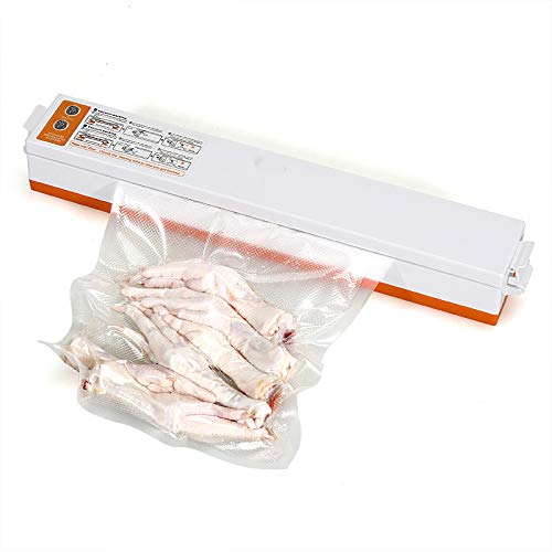 Preisvergleich Produktbild Lebensmittel-Vakuumiergerät, Haushalts-Vakuumiergerät, Verpackungsmaschine, Folienversiegelung, Vakuumverpackung, inkl. 15 Beutel gratis / orange