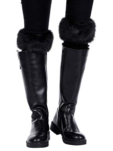 Pangda 4 Pairs Women Faux Fur Boot Cuff Short Furry Leg Warmers Girls Winter Socks Knitted Boot Socks, 4 Colors (Black, Beige, Khaki And Navy Blue) #TOP5