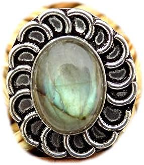 Labradorite Ring, Silver Plated Ring, Handmade Ring, Women Jewelry, Adjustable (Size- 8 USA) BRS-11818 image 3