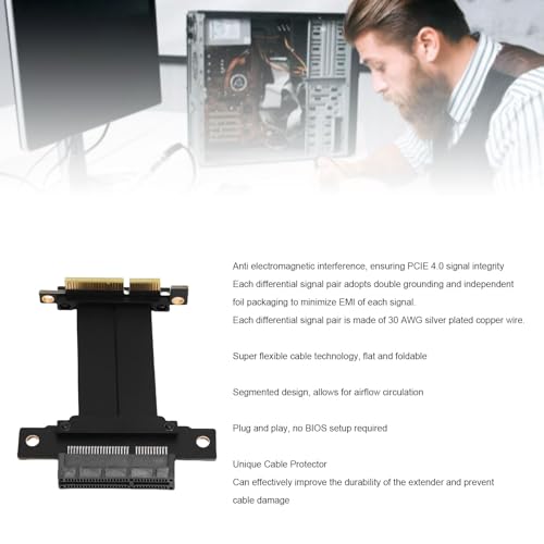 Cable de extension para tarjeta grafica PCIe 4.0 X4 con giro de 90 grados y 8Gbps 4