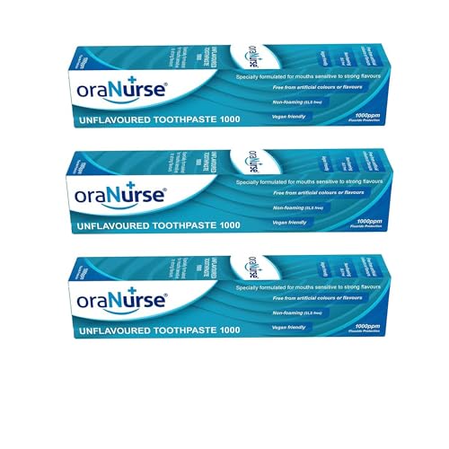 Oranurse Unflavoured Toothpaste 3 Pack - Non-Foaming SLS-Free for Kids and Adults with 1000ppm Fluoride for Sensitive Mouths | 50ml