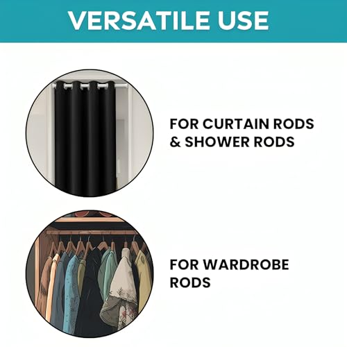 Image of Inme Stainless Steel Curtain Rod Holder Concealed Fit / Wall to Wall Curtain Bracket Set for Windows, Balcony, Door, Shower with Screws & Wall Plugs Included - 1 inch Glossy Silver (Pack of 2)