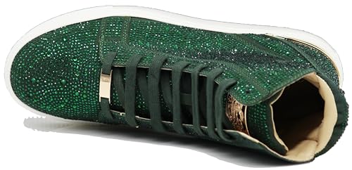 Image of Enzo Romeo Men's Fashion High Top Crystal Shimmer Rhinestone Blink Flat Sneakers Shoes