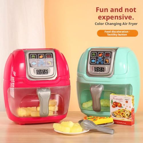 Simulation Air Fryer for Kids with 10 PCs Color Changing Food Accessories Playset, Lights & Sounds Kitchen Appliance, Realistic Pretend Play Cooking Toy, Role Play Gift Set for Children 3+ Year - Image 4