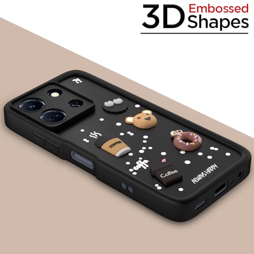 Image of Outlouders Back Cover for Infinix Note 30 5G | 3D Cartoon Cute Fun Bear | Silicone Full Body Protection Bumper Case (Black)
