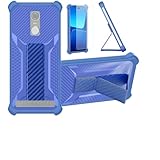bojioderf Coque pour Gigaset GS180 Coque �tui Case Cover Hybride [avec Protection d'�cran en Verre tremp�] [Support magn�tique Pliable] [givr� r�sistant aux Empreintes digitales] Bleu