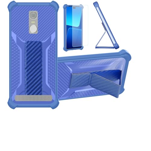 Aroepurt Hülle Für Gigaset GS180 Hülle Hülle Handyhülle Schutzhülle Cover [mit gehärtetem Glas-Screen-Protector] Hybrid [Folding Support Magnetic] [Frosted Anti-Fingerprint] Blau
