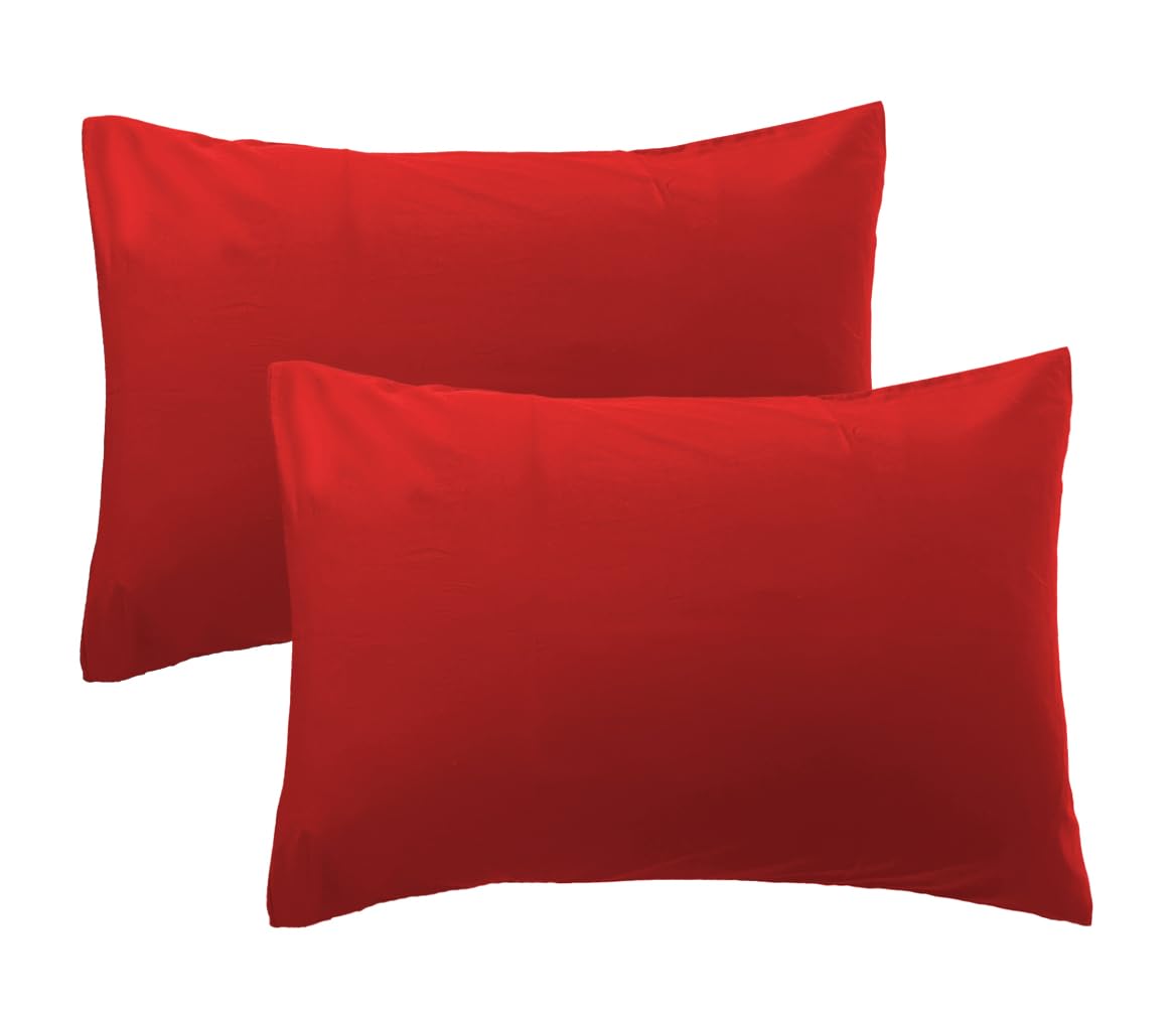 Photo 1 of iMaylex 100% Egyptian Cotton Pillowcases, Ultra Soft and Breathable Elegant Envelope Closure Pillow Cases, King 20x36 Inches, Red