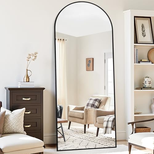 Suidia Arched Full Length Mirror, 59"x19" Floor Mirror Freestanding, Floor Standing Full Body Mirror with Stand for Bedroom, Hanging Mounted for Living Room Cloakroom, Black