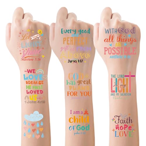 Christian Temporary Tattoos Stickers Kit - 280 Pcs Bible Verse