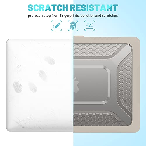 Image of ProElite Case for MacBook Air 13.6 inch 2022 2023 2024 2025 Release M5 /M4 /M3 A3113 M2 A2681 with Touch ID,Heavy Duty Honeycomb Hard Shell with Slim TPU Bumper and Fold Kickstand, Stone