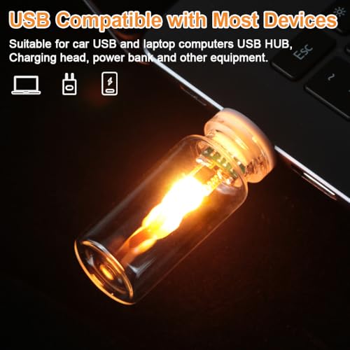 Image of STHIRA USB Flame Effect LED Light Flickering Flameless USB Light Car Light Touch Light Portable 64x22mm Night Light for Bedroom Ambient Light for Car Interior