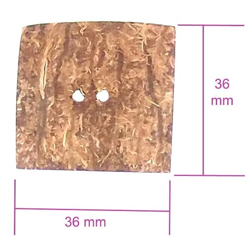 Sew Trends Handmade Natural Coconut Buttons - Natural Coco - 36X36Mm - Square Shape Design - 1 Pc/Pk. #1753 #TOP2