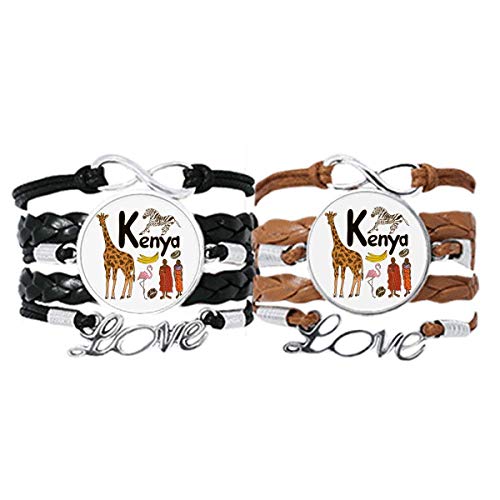 Bracelet en cuir motif Kenya de qualité premium et finitions soignées
