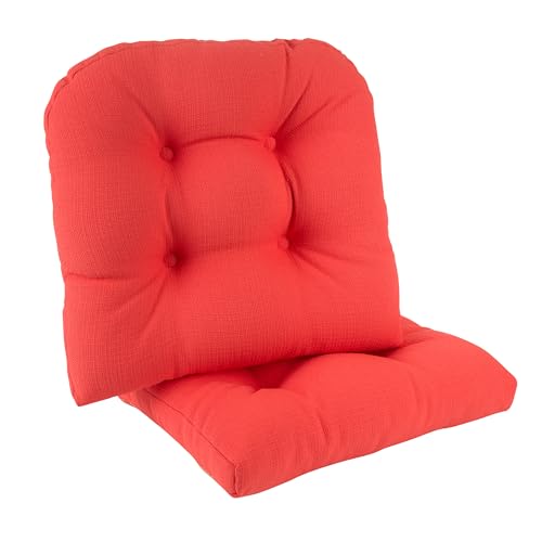Klear Vu Gripper Overstuffed Universal Non-Slip Dining Chair Cushions for Kitchen Decor or Office Use, U-Shaped Skid-Proof Seat Pad, 15x15 Inches, 2 Count (Pack of 1), Solid Coral