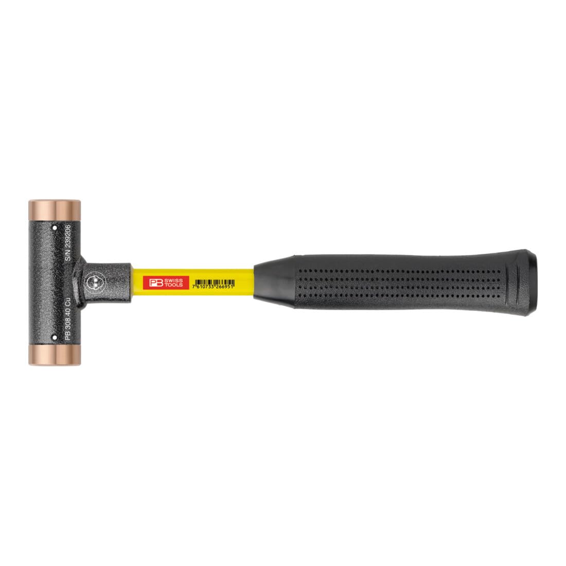 PB Swiss Tools Młotek bezodrzutowy, z miedzianymi wkładkami, trzonek z super szkła, 24 mm