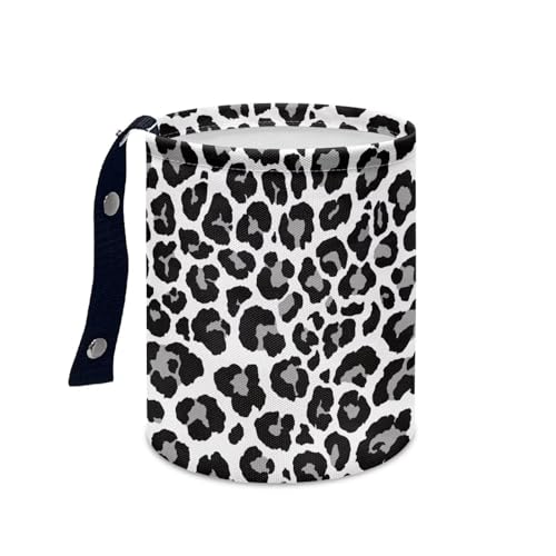 Image of Leopard Print Design Car Garbage Can Small Trash Can with Leak Proof Inside Liner and Hanging Strap Car Organizer Portable Cars Essentials