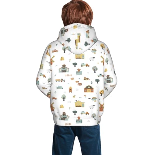Farm with Farm Houses Kid Hoodies Boys Sweatshirts Girls Pullover with Pocket4