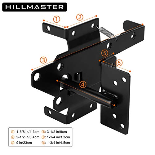 Image of HILLMASTER Heavy Duty Self-Locking Gate Latch for Wooden Fence, Post Mount Automatic Gate Lock Gravity Door Latch Hardware for Secure Pool, Outdoor Garden, Metal Gates Vinyl Fence, Black Finish