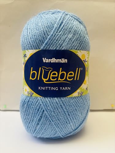 Image of Vardhman Blue Bell DK Weight Supersoft Hand Knitting & Crocheting Yarn (Pack of 1 ball - 100gram) 100% Acrylic, Multi Color Crochet Thread wool, Suitable for Craft, Babywear, Baby Blankets, Sweater, Scarf, Cap, Art & Craft - (Argentinian Blue - Bbell-098)
