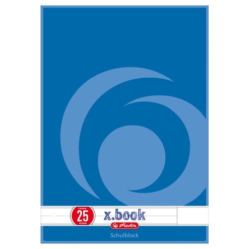 Herlitz Schulblock x.book A4, Lineatur 25, 50 Blatt, weißer Rand außen, 10 Stück