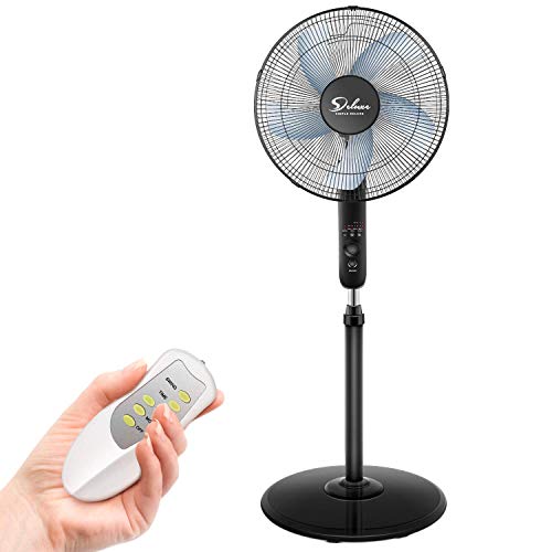 Simple Deluxe Oscillating 16″ Adjustable 3 Speed Pedestal Stand Fan With Remote Control For Indoor, Bedroom, Living Room, Home Office & College Dorm Use #TOP26