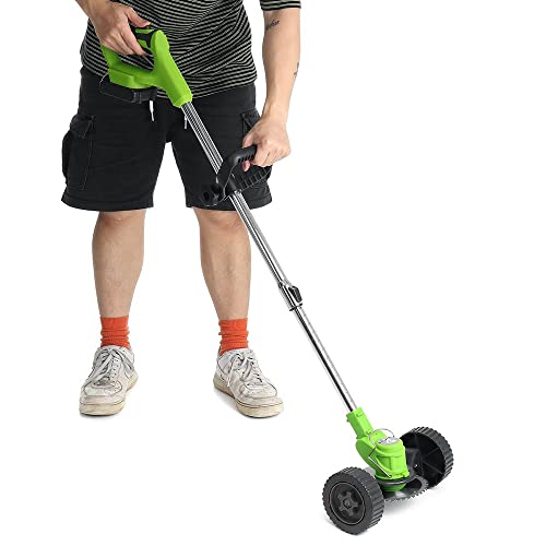 Cordless Grass Trimmer Weed Wacker: 24V Power Grass Trimmer Lawn Edger with 2.0Ah Li-Ion Battery, Adjustable Height Weed Eater Tool for Garden and Yard Red