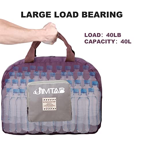 Foldable Travel Duffle Bag, JIMTAB Waterproof Nylon Foldable Carry Package Versatile for Travel Gym Sports Weekender Bag (Purple)2