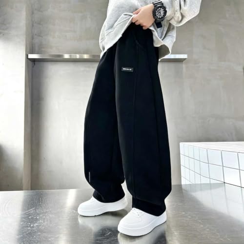 Boys Wide Leg Sweatpants Casual Baggy Elastic Waist School Jogger Pants - image 2