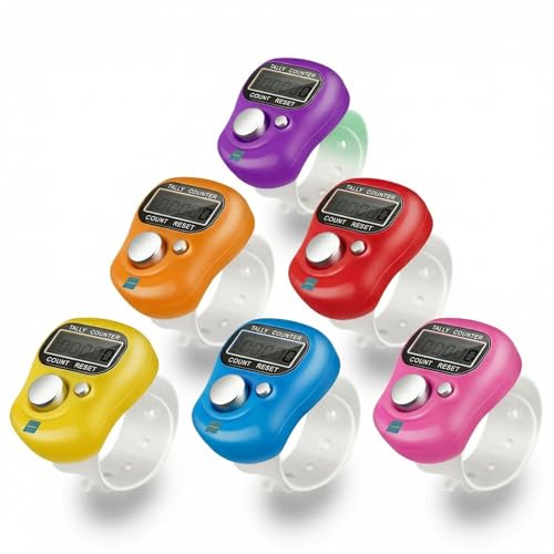 Image of Digital Tally Counter for Chanting Mantra - Mini Hand Finger Ring LCD Display Counting Machine for Japa Mala, Meditation, Prayer & Tasbeeh - Adjustable Strap, Reset Button (Pack of 7)