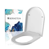 Bernstein WC Sitz U1002 in Weiß glänzend D Form 46 x 36 x 5 cm Softclose Absenkautomatik antibakterieller Duroplast Toilettensitz mit Take Off Mechanik einfache Montage als Ersatzdeckel