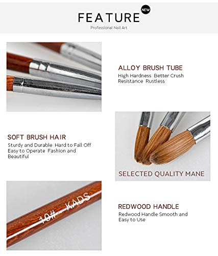 Kads Kolinsky Sable Acrylic Nail Art Brush Red Wood Pen Nail Brush For Nail Art Manicure Tool (6#) #TOP5