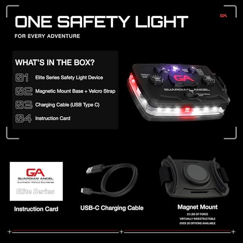 Image of Guardian Angel Elite Series Safety Light, Infrared-Hybrid - White Front & Red Rear - Rechargeable, Magnetic, Hands-Free Wearable LED Flashlight for Law Enforcement, First Responders, & Firefighters
