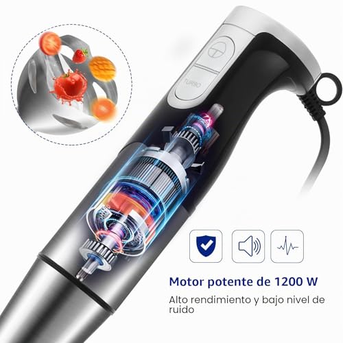 Batidora de mano anti salpicaduras con cuchilla de acero inoxidable 4