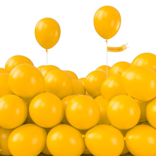 Image of PartyWoo Mustard Yellow Balloons 100pcs 5 Inch Yellow Fall Balloons for Birthday Graduation Gender Reveal Engagement Baby Shower Bee Summer Sunflower Little Cutie Lemon Party Decorations Yellow-Y10