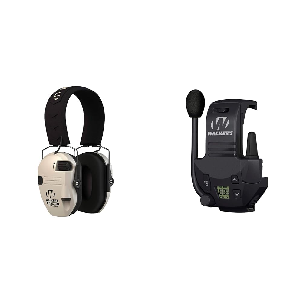 Walker's Razor Digital MUFF - Bone Razor 22 Channel 3 Mile Range Walkie Talkie Attachment for Shooting Muffs