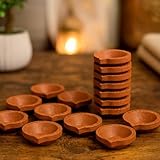 Diyas for Diwali Om Design Clay Diya Diwali Diyas [12 Pcs] Diya Lamp for Pooja - Mitti Diya Terracotta Diya - Mitti Diya Diwali Decoration Indian Gift Items Hashcart®