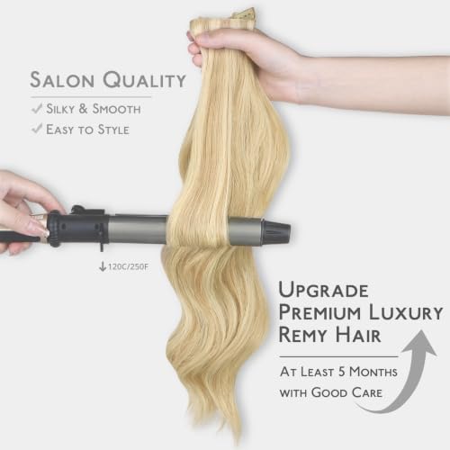 Image of WENNALIFE Invisible Edge Seamless Clip in Hair Extensions Real Human Hair