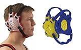 Cliff Keen F5 Light Gold and double Royal Blue Tornado 4-Strap Stock Head Gear