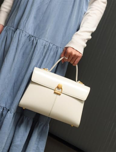 Retro Vegan Leather Shoulder Bag Commuting Tote Handbag Square Satchel Top Handle Purse Travel Dating3