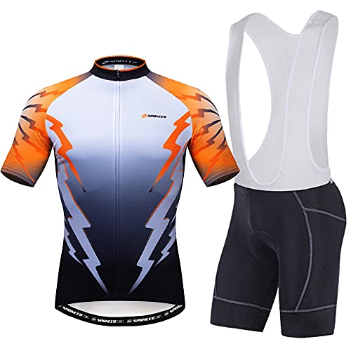 sponeed Men's Cycling Jersey and Bib Short Suit Bicycle Wear Padded Bike Tights